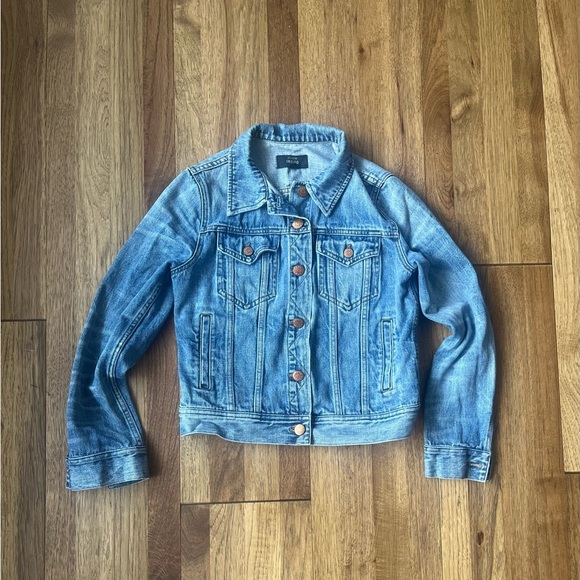 J.‎ Crew Indigo Jean Jacket Women’s Sz S Preppy Classic Western Boho Minimal - Picture 1 of 9